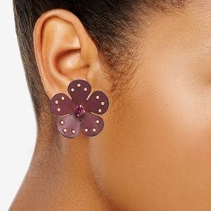 kate spade new york Gold-Tone Leather Flower Studs